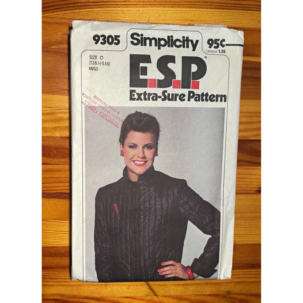 Simplicity 9305 E.S.P. Extra-Sure Pattern Quilted Jacket Sewing Pattern